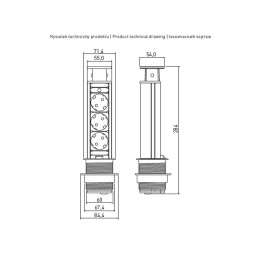 Подовжувач GTV d 60 3 розетки SCHUKO провід 1,5м Сірий 220-240V AE-BPW3S60-80