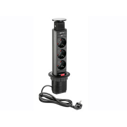 Подовжувач d 60 3 розетки SCHUKO Чорний 220-240V AE-BPW3S60-20 GTV