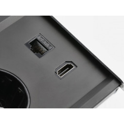Подовжувач PRESTINO 2 розетки SCHUKO USB А+С QC RJ45, HDMI провід 1,5м 220-240V Алюміній GTV