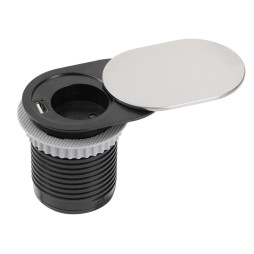 Подовжувач SLIDE d 60 1 розетка SCHUKO 1xUSB 2,4A провід 1,9м 220-240V Сталь AE-BPW1S1UCH-51 GTV