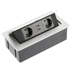 Подовжувач SOFT 2 розетки SCHUKO 2xUSB провід 1,5м з вилкою 220-240V Алюміній GTV