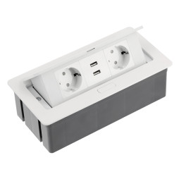 Подовжувач SOFT 2 розетки SCHUKO 2xUSB провід 1,5м з вилкою 220-240V Білий AE-PBSUC2GS-10 GTV