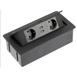 Подовжувач SOFT 2 розетки SCHUKO 2xUSB провід 1,5м з вилкою 220-240V Чорний AE-PBSUC2GS-20N GTV