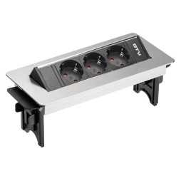 Подовжувач без корпусу 3 розетки SCHUKO 220-240V Сталь GTV