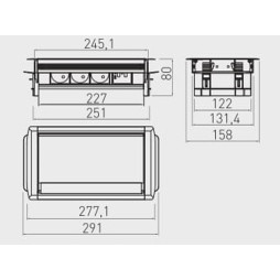 Подовжувач з пропуском під кабель 3 розетки SCHUCKO 2xUSB провід 1,5м з вилкою 220-240V Алюміній AE-PBC3GS2U-53BKS GTV