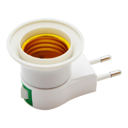 Патрон Е27 с вилкой и кнопкой Г-образный Lemanso белый Стандарт / LM2501