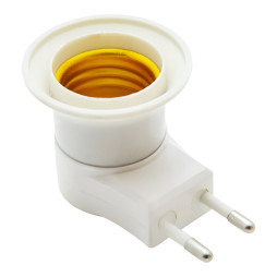 Патрон Е27 с вилкой и кнопкой Г-образный Lemanso белый Стандарт / LM2501