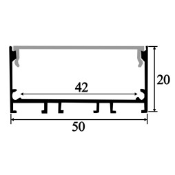 Алюмінієвий профіль для світлодіодної стрічки АЛ-22 1 метр анодований накладний підвісний LEDUA