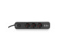 Мережевий подовжувач VIDEX ONCORD з/з 3п 3м (3x1.5мм) 2.4А 2USB+USB-C з кнопкою Black