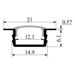 Алюмінієвий профіль для світлодіодної стрічки АЛ-01-2 2 метра чорний врізний LEDUA