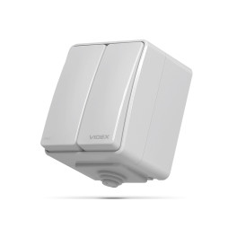 Выключатель наружный двухклавишный серый IP65 BINERA (VF-BNW12-G) VIDEX