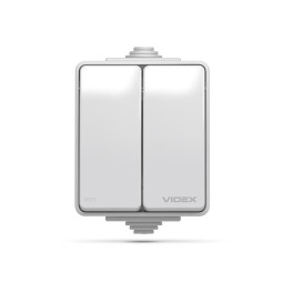Выключатель наружный двухклавишный серый IP65 BINERA (VF-BNW12-G) VIDEX