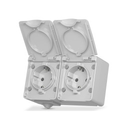 Розетка зовнішня подвійна із заземленням сіра IP65 BINERA (VF-BNW22G-G) VIDEX