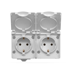 Розетка зовнішня подвійна із заземленням сіра IP65 BINERA (VF-BNW22G-G) VIDEX