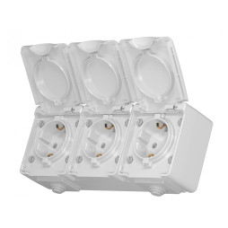 Розетка зовнішня потрійна із заземленням сіра IP65 BINERA (VF-BNW23G-G) VIDEX