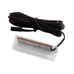 Кліпса світлодіодна пластикова для підсвітки скляних полиць 6 см 12V/DC 0.72w червоне світло, чорний провід LEDUA