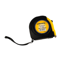 Рулетка 8м*25мм LTL70005 жовто-чорна Лємансо