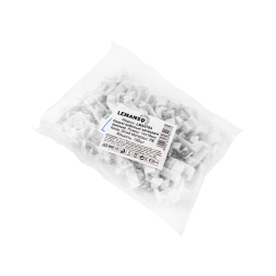 Кліпса кабельна 14x18мм  плоска біла 100шт LMA2783 Лємансо