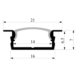 Профиль алюминиевый LEDUA АЛ-107 + рассеиватель для LED ленты врезной 2 м Черный