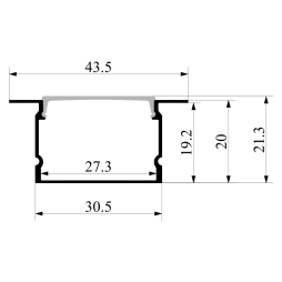 Профиль алюминиевый анодированный LEDUA АЛ-108 + рассеиватель для LED ленты врезной 2 м