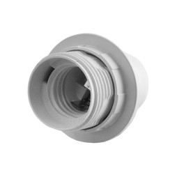 Патрон Е27 пластиковый, резьба + кольцо + стопорное кольцо белый