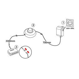 Комплект 3w драйвер+ножний вимикач+розподільча коробка 4 виходи 700мм+3300мм провід, чорний колір 12V LEDUA