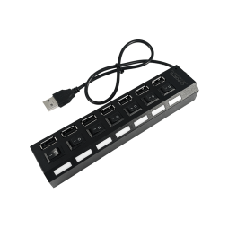 USB HUB на 7 портів USB 2.0, з вимикачами та підсвіткою, 4-1073, активний