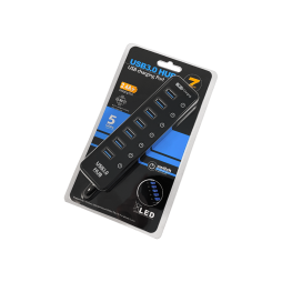 USB HUB на 7 портів USB 3.0, з вимикачами та підсвіткою, 4-1075, активний