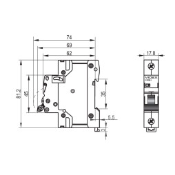 Автоматичний вимикач RS6 1п 63А 6кА С VIDEX RESIST