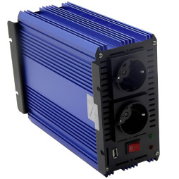 Инвертор, синий корпус Lemanso, 12VDC → 230V AC, 1000W 1200VA, чистая синусоида LM40100, гарантия 1 год