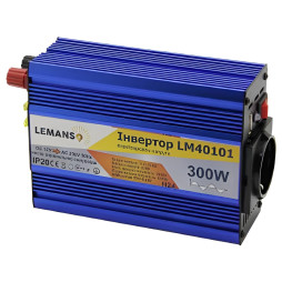 Инвертор, синий корпус Lemanso, 12VDC → 230V AC, 300W 360VA, чистая синусоида LM40101, гарантия 1 год