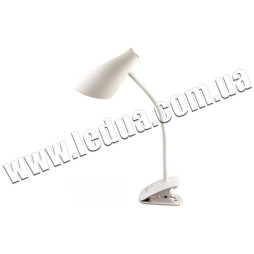Світлодіодна настільна лампа 5Вт 220V 320lm прищепка, 4 рівня регулювання біла/LMN090