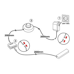 Комплект светодиодных клипс алюминиевых LEDUA для подсветки стеклянных полок 3шт 220В теплый белый