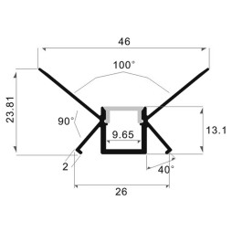 Алюмінієвий профіль для світлодіодної стрічки для гіпсокартона АЛ-21-1 3 метра анодований внутрішній під штукатурку кутовий LEDUA