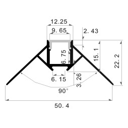 Алюмінієвий профіль для світлодіодної стрічки для гіпсокартона АЛ-21-2 3 метра анодований під штукатурку зовнішній кутовий LEDUA