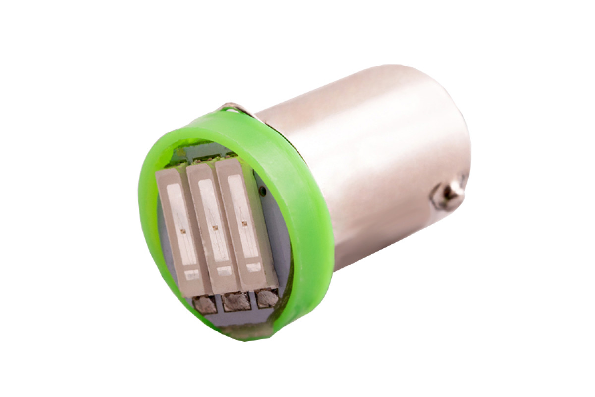 Світлодіодна авто лампа BA9S-7020-3SMD зелений 12V LEDUA
