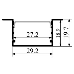 Профиль алюминиевый LEDUA АЛ-54 + черный рассеиватель для LED ленты врезной 2 м Черный (82532687)