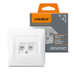Розетка CAT6+CAT6 двойная компьютерная белая VIDEX BINERA
