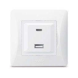 Розетка USB-A + USB-C PD20W біла VIDEX BINERA