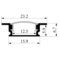 Профиль алюминиевый LEDUA АЛ-01 + рассеиватель для LED ленты врезной 1 м Черный - Уценка
