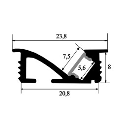 Профиль алюминиевый анодированный LEDUA АЛ-34 + рассеиватель для LED ленты врезной 2 м - Уценка