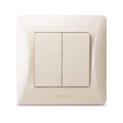 Выключатель двухклавишный кремовый VIDEX BINERA