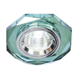 Встраиваемый светильник Feron 8020-2 под лампу зеленое серебро