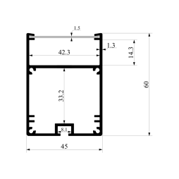 Алюмінієвий профіль для світлодіодної стрічки АЛ-44 анодований підвісний/накладний( 50см)