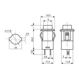 Кнопка кругла жовта OFF-(ON)/DS-227K LEDUA