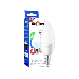 Світлодіодна лампа C37 4W E14 4500K матова 175-260V ВТ-550 Biom