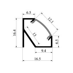 Алюминиевый профиль для светодиодной ленты АЛ-74 2 метра угловой белый LEDUA
