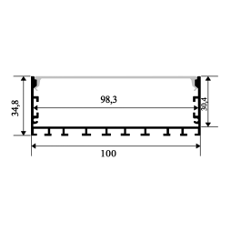 Алюмінієвий профіль для світлодіодної стрічки АЛ-24-1 2 метра анодований накладний підвісний LEDUA