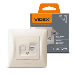 Розетка CAT6 одинарная компьютерная кремовая VIDEX BINERA