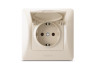 Розетка одинарна із заземленням та кришкою кремова VIDEX BINERA